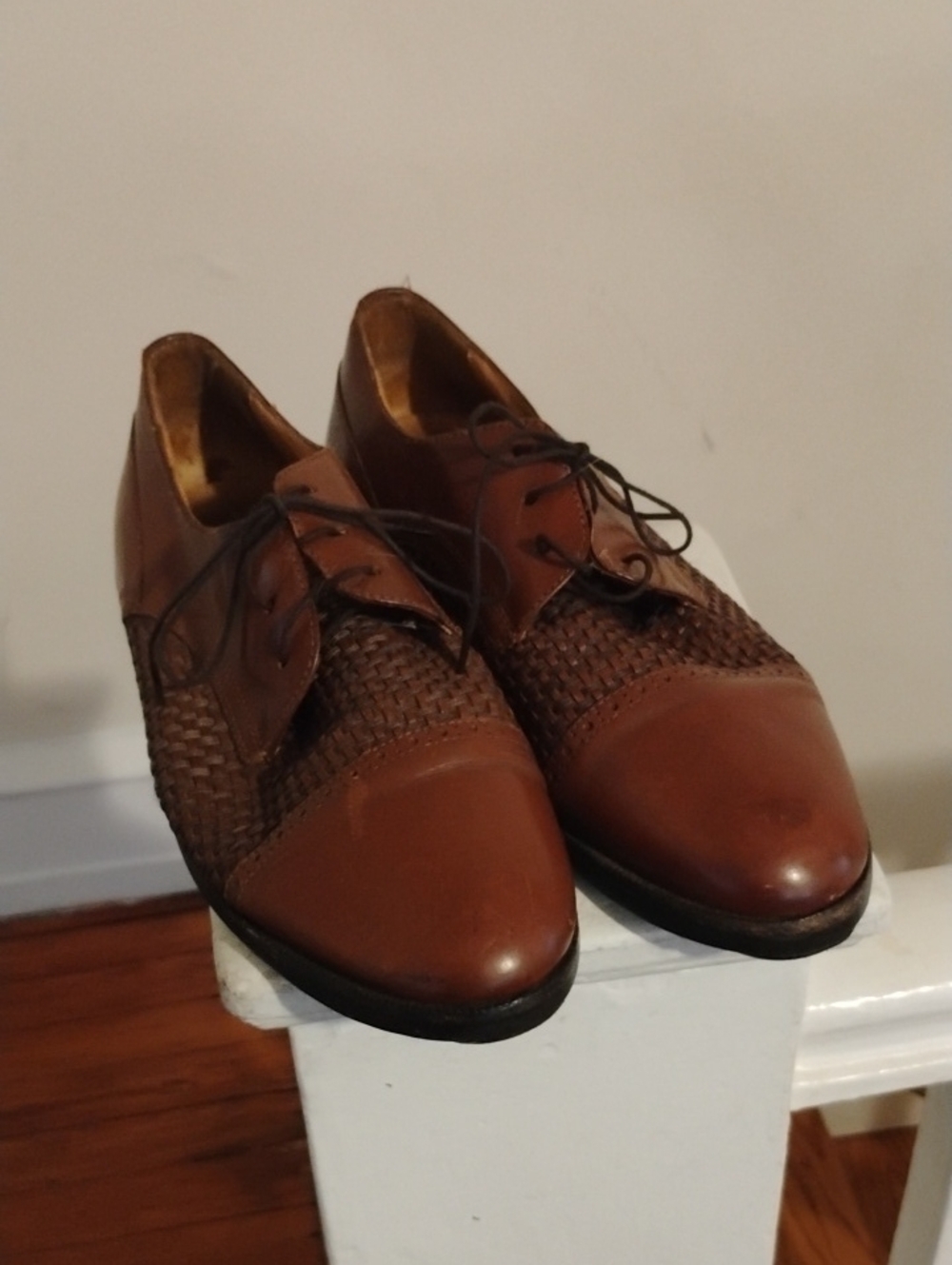 Men's Brown Woven Leather Dress Shoes